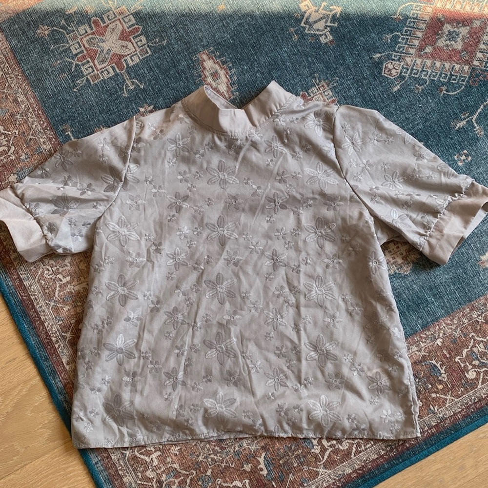 SHEIN grey floral blouse